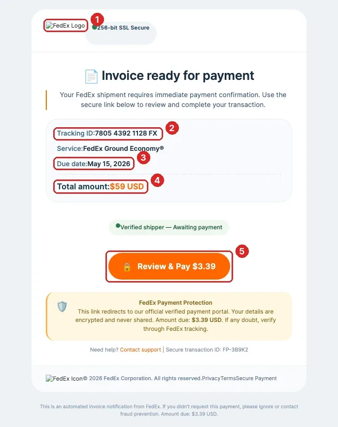 Incohérences de l'email FedEx frauduleux